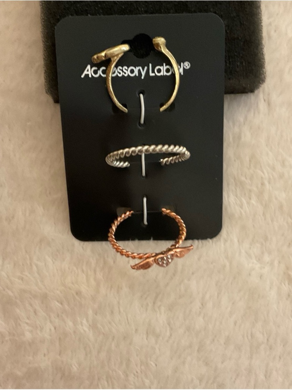 Accessorize Trio Stackable Rings in Gold, Silver, Rose Gold - Picture 3 of 4